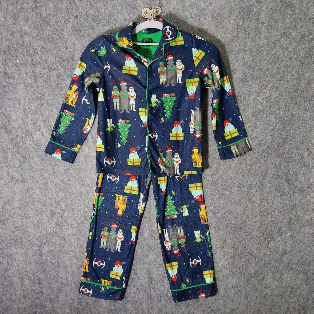 Star Wars Christmas Pajamas Set Kid Xs Fleece Button Top Pant Bubba Trooper Yoda